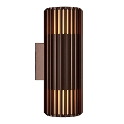outdoor wall luminaire ALUDRA DOUBLE E27 IP54, seaside metallic brown dimmable