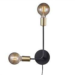 Wall luminaire JOSEFINE, 2x E27, IP20, black matt/brass