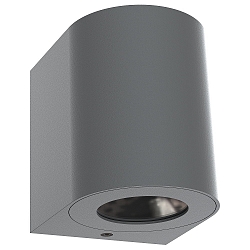 Wandarmatuur voor buitenshuis CANTO 2 up down, rond, instelbaar, schakelbaar IP44, grijs 