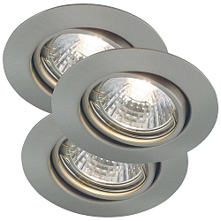 Nordlux Recessed spot set of 3 TRITON 3-KIT 28W, 3x28W, GU10, 2700K, 220lm, IP23, brushed steel