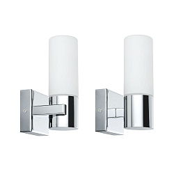 Badkamerarmatuur GEMINI set van 2 E14 IP44, chroom dimbaar