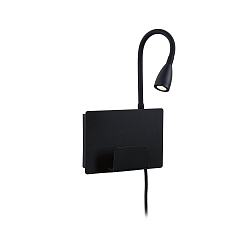 Leesarmatuur HALINA LED met USB-aansluiting IP20, zwart 