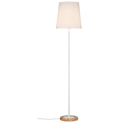 Paulmann Floor lamp Neordic Stellan 1 flame with fabric shade white/wood