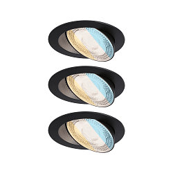 Spot AUMUS rond, set van 3 IP20, zwart mat dimbaar