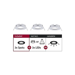 Inbouwarmatuur CHOOSE stijf, set van 3 IP44, wit mat dimbaar