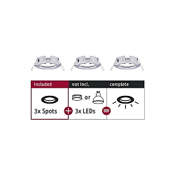 Inbouwarmatuur CHOOSE stijf, set van 3 IP44, chroom dimbaar