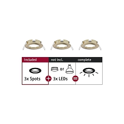 Inbouwarmatuur CHOOSE stijf, set van 3 IP44, messing geborsteld dimbaar
