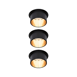 Inbouwarmatuur GIL COIN LED rond, stijf, set van 3 IP44, goud, zwart mat dimbaar 470lm 2700K CRI >80