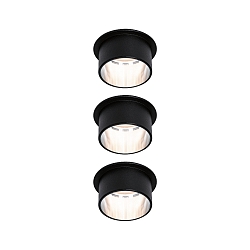 Inbouwarmatuur GIL COIN LED rond, stijf, set van 3 IP44, ijzer geborsteld, zwart mat dimbaar 470lm 2700K CRI >80
