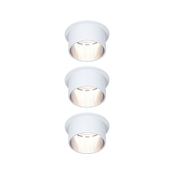 Inbouwarmatuur GIL COIN LED rond, stijf, set van 3 IP44, ijzer geborsteld, wit mat dimbaar 470lm 2700K CRI >80
