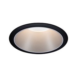 Inbouwarmatuur COLE rond, stijf, set terug GU10 IP23, zwart mat, zilver dimbaar CRI >80