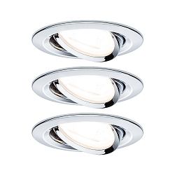 Inbouwarmatuur NOVA LED rond, draaibaar, set van 3 GU10 IP23, chroom  19,5W 460lm 2700K 38� 38� CRI >80