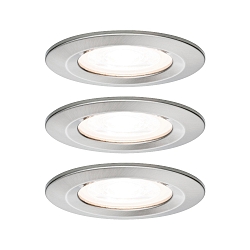 Inbouwarmatuur NOVA LED rond, stijf, set van 3 GU10 IP44, ijzer geborsteld  19,5W 460lm 2700K 38� 38� CRI >80