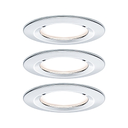 Inbouwarmatuur NOVA LED rond, stijf, set van 3 GU10 IP44, chroom  460lm 2700K 38� 38� CRI >80