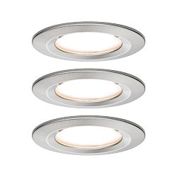 recessed luminaire NOVA COIN LED round, rigid, set of 3 IP44, brushed iron  19,5W 460lm 2700K 100� 100� CRI >80