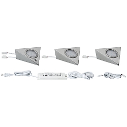 Onderbouwarmatuur PIR LED hoekig, set van 3, ijzer geborsteld  3x170lm 2700K 100� 100�