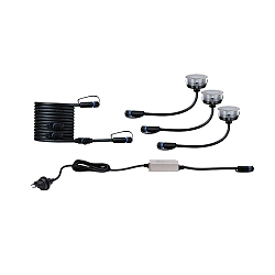 floor recessed luminaire FLOOR PLUG & SHINE CH set of 3 IP67, silver 