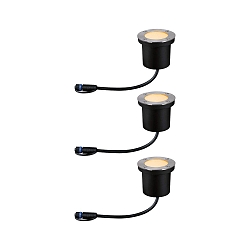 Vloerinbouwarmatuur FLOOR SET PLUG & SHINE set van 3, insectenvriendelijk IP67, antraciet, opaal 
