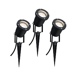 Lamp met grondpen SPECIAL LINE LED set van 3 GU10 IP65, zwart