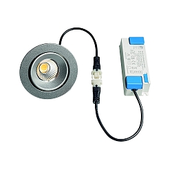 downlight GAIL Plug&Play round, swivelling IP65, powder coated, silver dimmable