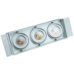 Plafondinbouwarmatuur VANYA 3-vlams, hoekig, draaibaar, flush IP20, wit dimbaar