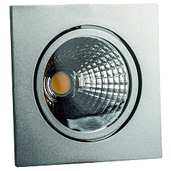 Inbouwspot GLIN COB 500MA draaibaar, vierkant, constante stroom IP40, zilver mat dimbaar