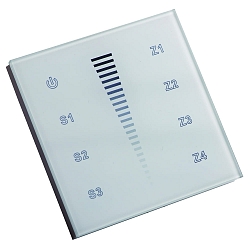 Aanraakpaneel 4 ZONES SINGLE COLOUR DMX TOUCH GLASS 4 Kanaal, DMX-stuursignaaluitgang, wit