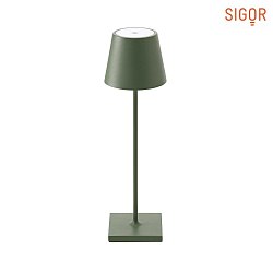 LED battery table lamp NUINDIE round, dimmable, IP54, fir green, powder coated