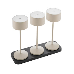 Tafellamp op batterijen VELUNA up / down, CCT Switch, Set van 3, met Touch-Dimmer IP44, duin beige dimbaar