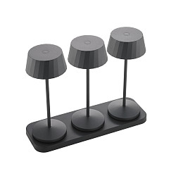 Tafellamp op batterijen FACETTA down, CCT Switch, Set van 3, met Touch-Dimmer IP44, nacht zwart dimbaar