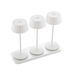 Tafellamp op batterijen FACETTA down, CCT Switch, Set van 3, met Touch-Dimmer IP44, sneeuwwitje dimbaar