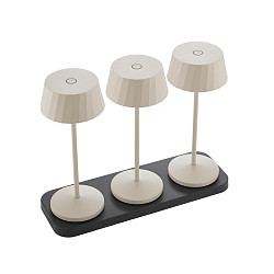 Tafellamp op batterijen FACETTA down, CCT Switch, Set van 3, met Touch-Dimmer IP44, duin beige dimbaar