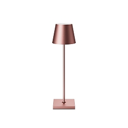 Tafellamp op batterijen NUINDIE USB-C rond IP54, rose goud geanodiseerd dimbaar