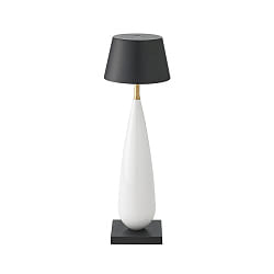Tafellamp op batterijen THALA rond, CCT Switch, met aanraakdimmer IP65, nacht zwart, keramiek wit dimbaar