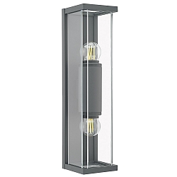 Wandarmatuur voor buitenshuis NULATERN MINI DOUBLE E27 IP54, antraciet dimbaar