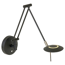 Wandarmatuur ZODIAC met scharnierende arm, met stekker, direct / indirect, met aanraakdimmer IP20, zwart mat dimbaar