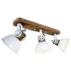 Plafondarmatuur GEARWOOD 3-vlams, instelbaar E27 IP20, wit mat dimbaar