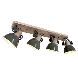 Plafondarmatuur GEARWOOD 4-vlams, instelbaar E27 IP20, groen dimbaar