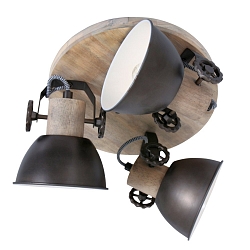 Plafondarmatuur GEARWOOD 3-vlams, rond, instelbaar E27 IP20