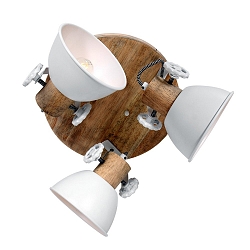 Plafondarmatuur GEARWOOD 3-vlams, rond, instelbaar E27 IP20, hout, antiek dimbaar