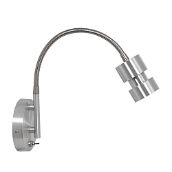 Wandarmatuur NATASJA met schakelaar, met flexibele arm GU10 IP20, staal geborsteld dimbaar