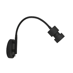 Wandarmatuur NATASJA met schakelaar, met flexibele arm GU10 IP20, zwart mat dimbaar