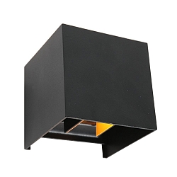 Wandarmatuur voor buitenshuis MURO up down, cubusvorm, instelbaar IP44, zwart mat dimbaar