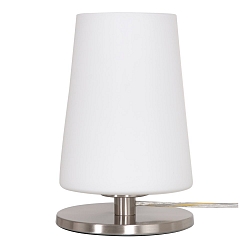 table lamp ANCILLA 1 flame, short, with switching function, conical E27 IP20, steel brushed dimmable