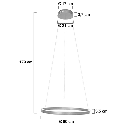 Pendelarmatuur RINGLUX IP20, zilver dimbaar