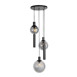 Pendelarmatuur BOLLIQUE 5-vlams GU10 + E27 IP20, zwart dimbaar