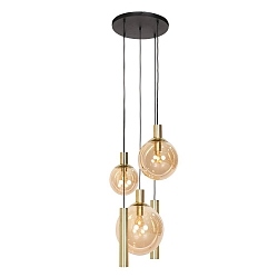 Pendelarmatuur BOLLIQUE 5-vlams GU10 + E27 IP20, messing dimbaar