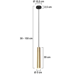 Pendelarmatuur TUBEL GU10 IP20, messing dimbaar
