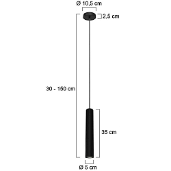 Pendelarmatuur TUBEL GU10 IP20, messing dimbaar