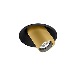 Plafondarmatuur BLIEK ROUND 1.0 - LED cardanisch draaien, half ingebouwd, met klemveren IP20, goud, zwart mat dimbaar